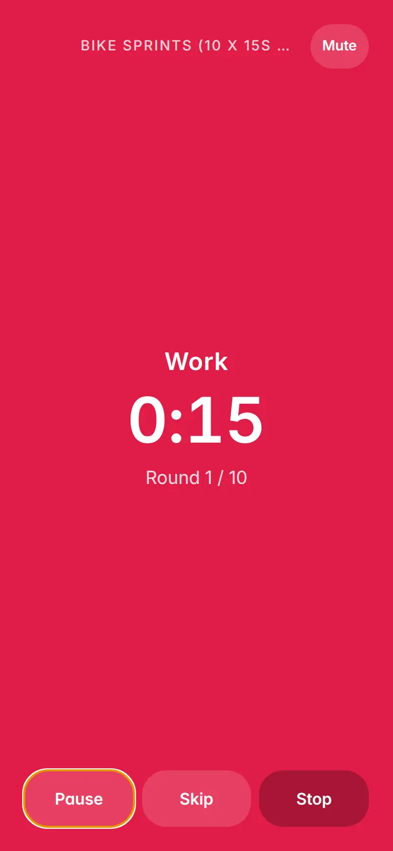 fitsick interval timer on a bike-sprint work round